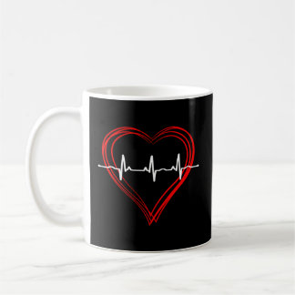 Nurse Ekg Heartbeat Love Cardiogram Hollow Ecg Hea Coffee Mug