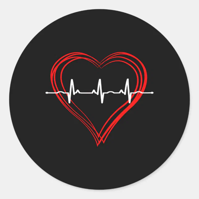 Nurse Ekg Hebeat Love Cardiogram Hollow Ecg He Pul Classic Round ...