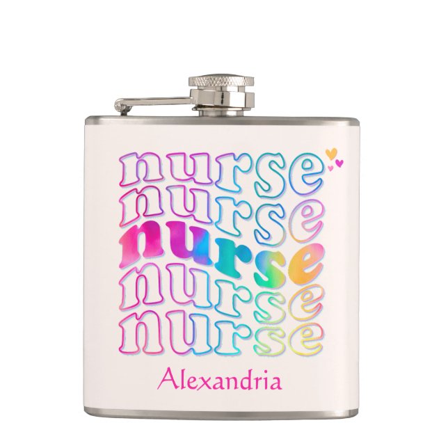 Nurse Elegant Colour Hip Flask (Front)