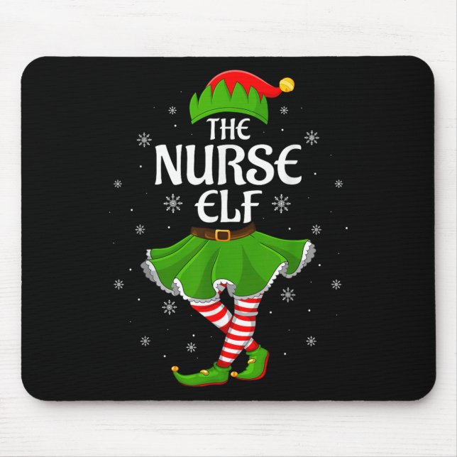 Nurse Elf Christmas Family Girls Women Elf Squad X Mouse Mat (Front)