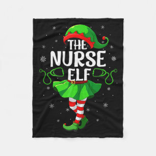 Nurse Elf Christmas Girls Women Elf Squad Xmas Fam Fleece Blanket