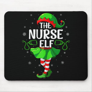 Nurse Elf Christmas Girls Women Elf Squad Xmas Fam Mouse Mat