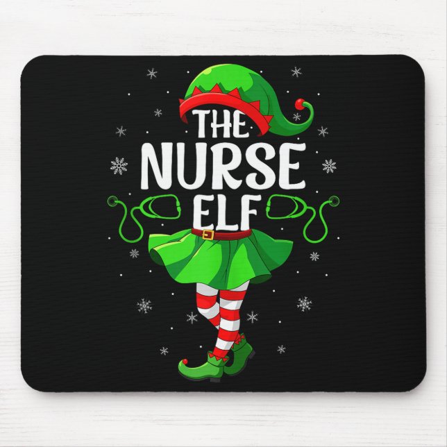Nurse Elf Christmas Girls Women Elf Squad Xmas Fam Mouse Mat (Front)