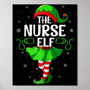 Nurse Elf Christmas Girls Women Elf Squad Xmas Fam Poster