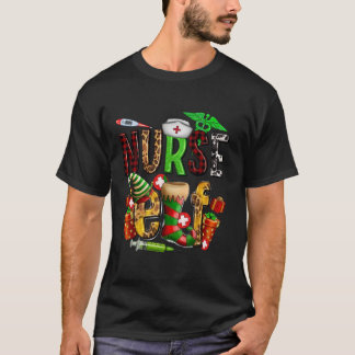 Nurse Elf Christmas Nursing Nurse Life Buffalo Pla T-Shirt