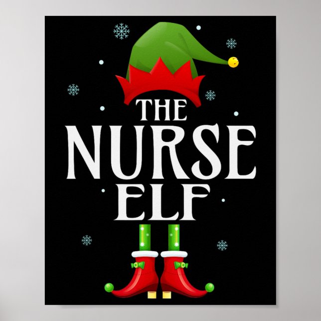 Nurse Elf Xmas Funny Family Matching Christmas Paj Poster (Front)
