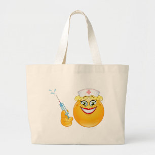 nurse emoji large tote bag