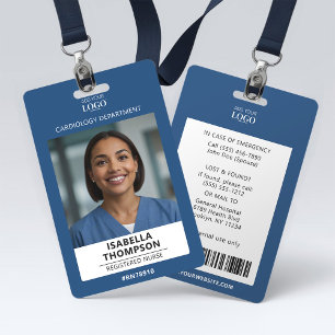 Nurse Employee Hospital Logo Medical Blue Photo ID ID Badge