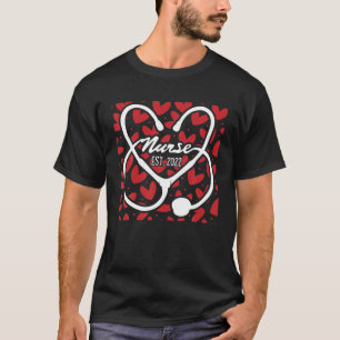 Nurse Est 2022 Graduation Cute Stethoscope RN LPN T-Shirt