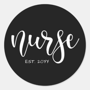 Nurse Est Custom Year Student Nurse RN graduation Classic Round Sticker