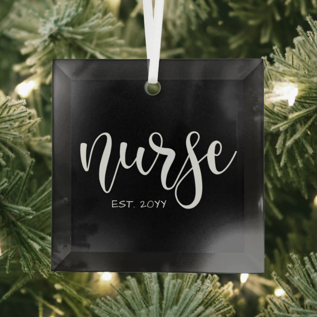 Nurse Est Custom Year Student Nurse RN graduation Glass Tree Decoration (Insitu)
