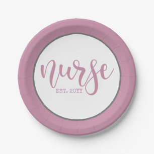 Nurse Est Custom Year Student Nurse RN graduation Paper Plate