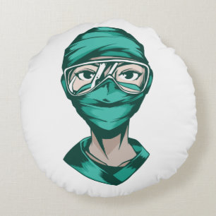 Nurse Face Mask Quote Round Cushion