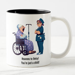 Nurse Face-Off With Feisty Granny Two-Tone Coffee Mug