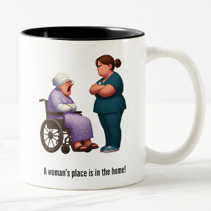 Nurse Face-Off With Feisty Granny Two-Tone Coffee Mug