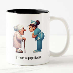Nurse Face-Off With Feisty Granny Two-Tone Coffee Mug