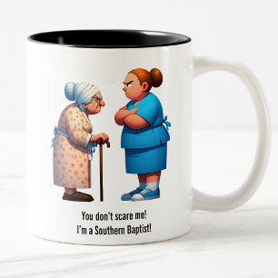 Nurse Face-Off With Feisty Granny Two-Tone Coffee Mug
