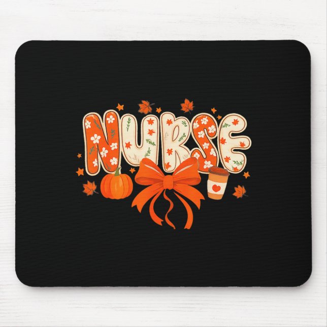 Nurse Fall Autumn Pumpkin Sce Coffee Thanksgiving  Mouse Mat (Front)