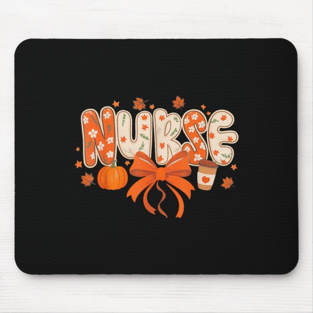 Nurse Fall Autumn Pumpkin Sce Coffee Thanksgiving  Mouse Mat (Front)