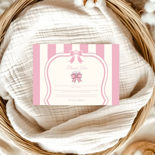 Nurse Fancy Coquette Pink Bow Graduation Thank You Card (Creator Uploaded)