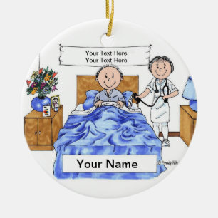 Nurse - Female, Adult Male Patient Ceramic Tree Decoration