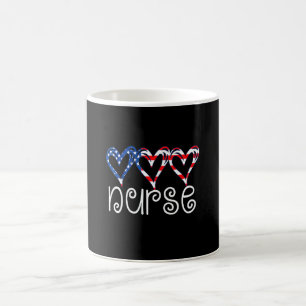 Nurse Flag Hearts Nurse 4th Of July Men Women Coffee Mug
