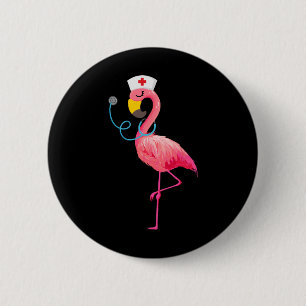 Nurse Flamingo - Funny Flamingo Lover Nursing 6 Cm Round Badge