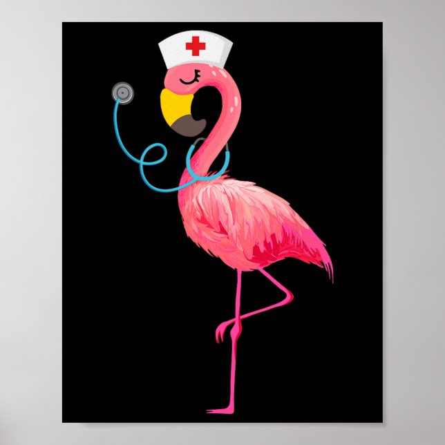 Nurse Flamingo - Funny Flamingo Lover Nursing  Poster (Front)