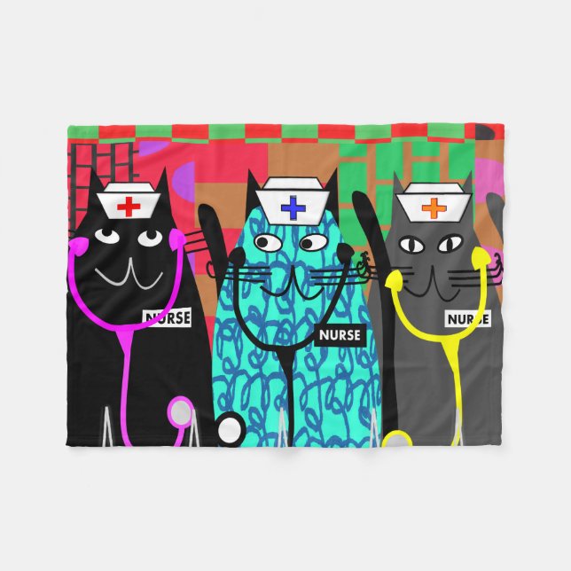 Nurse Fleece Blanket Cat Nurses (Front (Horizontal))