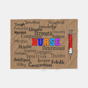 Nurse Fleece Blanket Describing Words Brown