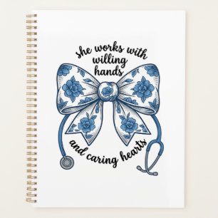 Nurse Floral Bow Stethoscope Vintage Engraving Des Planner