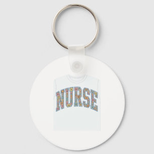 Nurse Floral Varsity Lettering Shirt Design_1 Key Ring