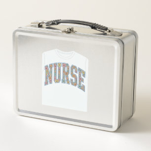 Nurse Floral Varsity Lettering Shirt Design_1 Metal Lunch Box