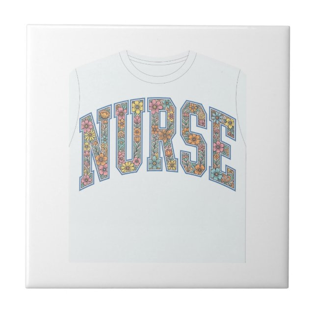 Nurse Floral Varsity Lettering Shirt Design_1 Tile (Front)