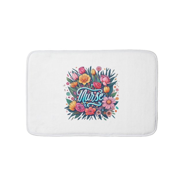 Nurse Flowers Nurse Bath Mat (Front)