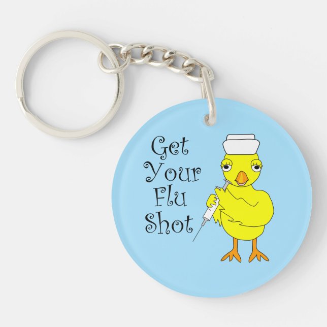 Nurse Flu Shot Chick Key Ring (Front)