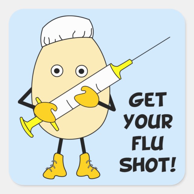 Nurse Flu Shot Egghead Square Sticker (Front)