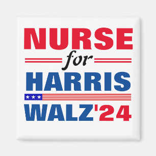 Nurse for Harris Walz Red Blue Magnet