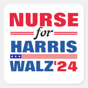 Nurse for Harris Walz Red Blue Square Sticker