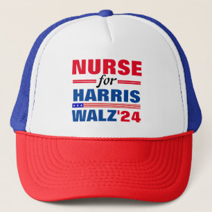 Nurse for Harris Walz Red Blue Trucker Hat