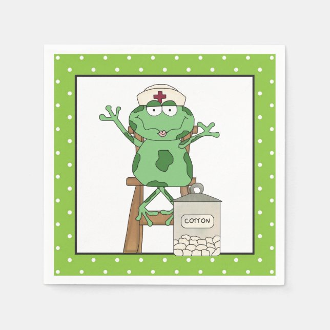 Nurse Frog party paper napkins (Front)