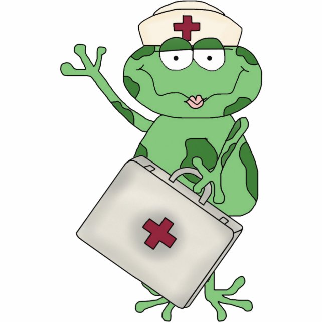 Nurse Frog Sculpture Standing Photo Sculpture (Front)