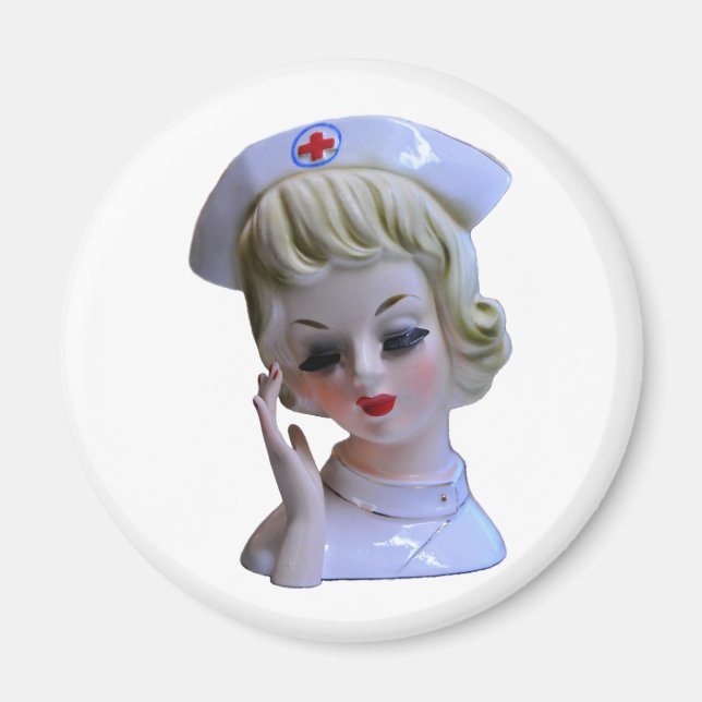 Nurse Front Line Hero Lady Head Vase Magnet (Front)