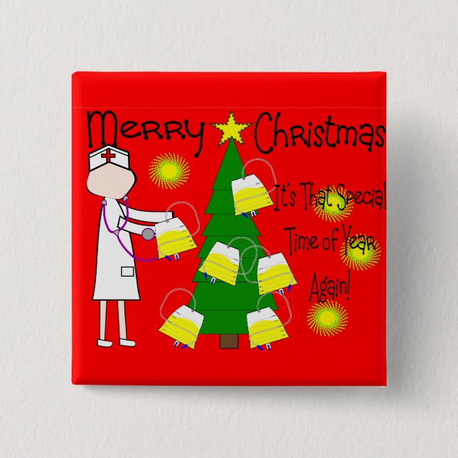 Nurse Funny and Twisted Christmas Humour 15 Cm Square Badge (Front)
