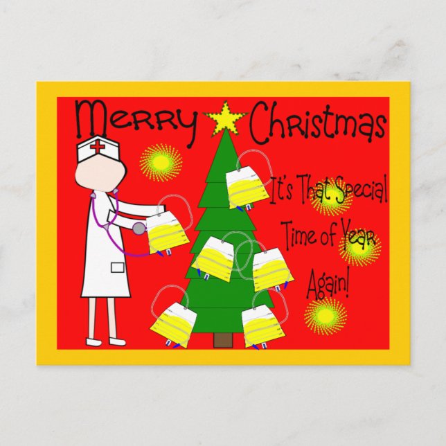 Nurse Funny and Twisted Christmas Humour Holiday Postcard (Front)