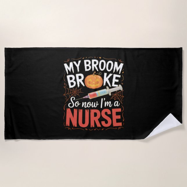 Nurse Funny Halloween Nursing Essential T-Shirt Beach Towel (Front)