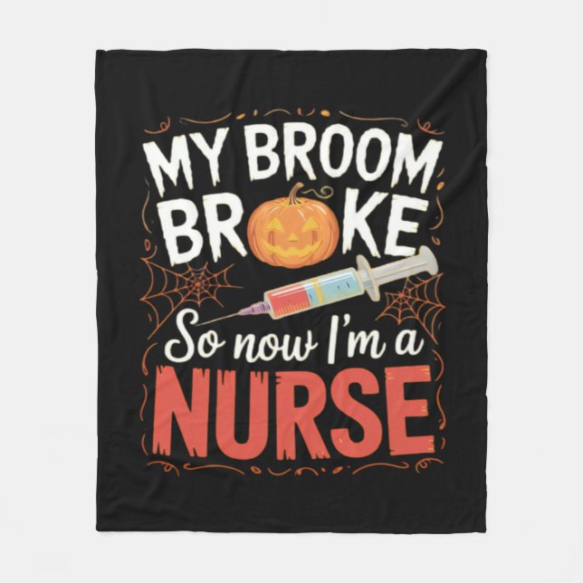 Nurse Funny Halloween Nursing Essential T-Shirt Fleece Blanket (Front)