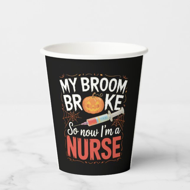 Nurse Funny Halloween Nursing Essential T-Shirt Paper Cups (Front)