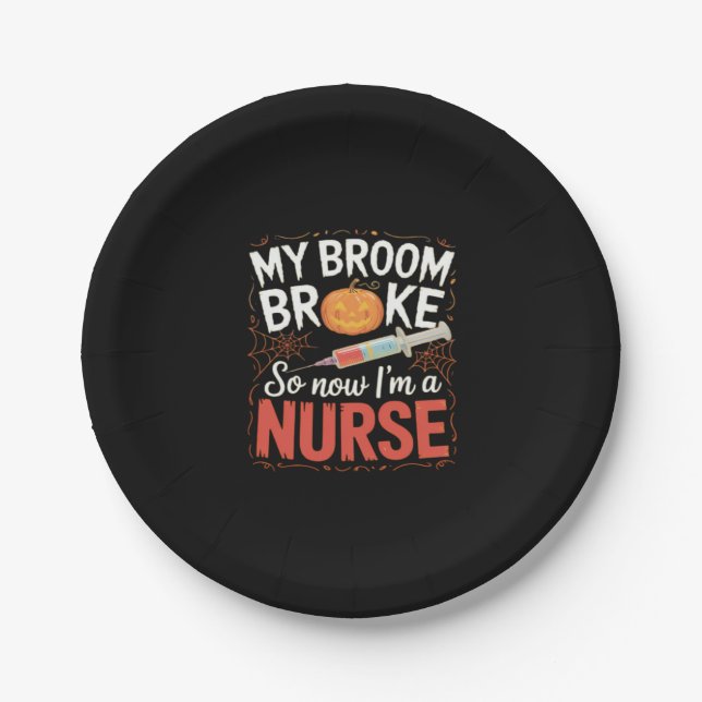 Nurse Funny Halloween Nursing Essential T-Shirt Paper Plate (Front)
