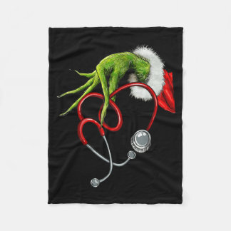 Nurse Funny Merry Christmas Stethoscope Nursing Fleece Blanket